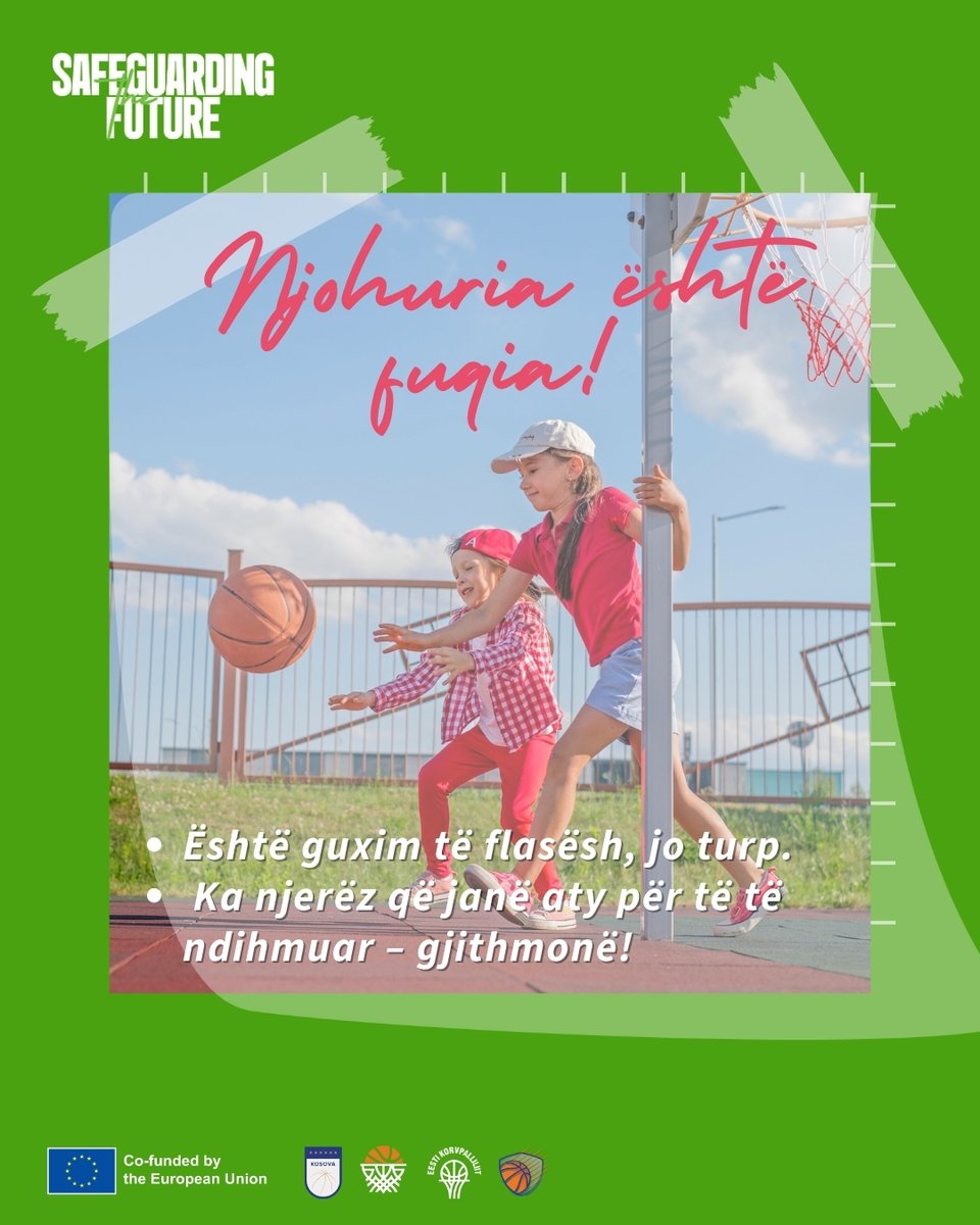 Njohuria është fuqia!🏀🧠

🔹 Ti ke të drejtë të ndihesh i sigurt.
🔹 Nuk është faji yt nëse dikush të lëndon.
🔹 Është guxim të flasësh, jo turp.
🔹 Ka njerëz që janë aty për të të ndihmuar – gjithmonë!

🎯 Informohu, flit dhe mbroje veten dhe shokët e ekipit!