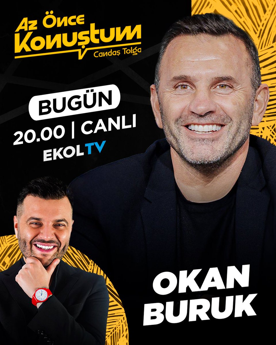 Az Önce Konuştum’un sezon finalinde canlı yayın konuğu, şampiyon Galatasaray’ın teknik direktörü Okan Buruk. 🏆📺

#AzÖnceKonuştum sezonun son programıyla bugün 20.00’de Ekol TV’de. 🚀

<a href="/ctisik/">Candaş Tolga Işık</a> #OkanBuruk <a href="/ekoltvv/">Ekol TV</a>