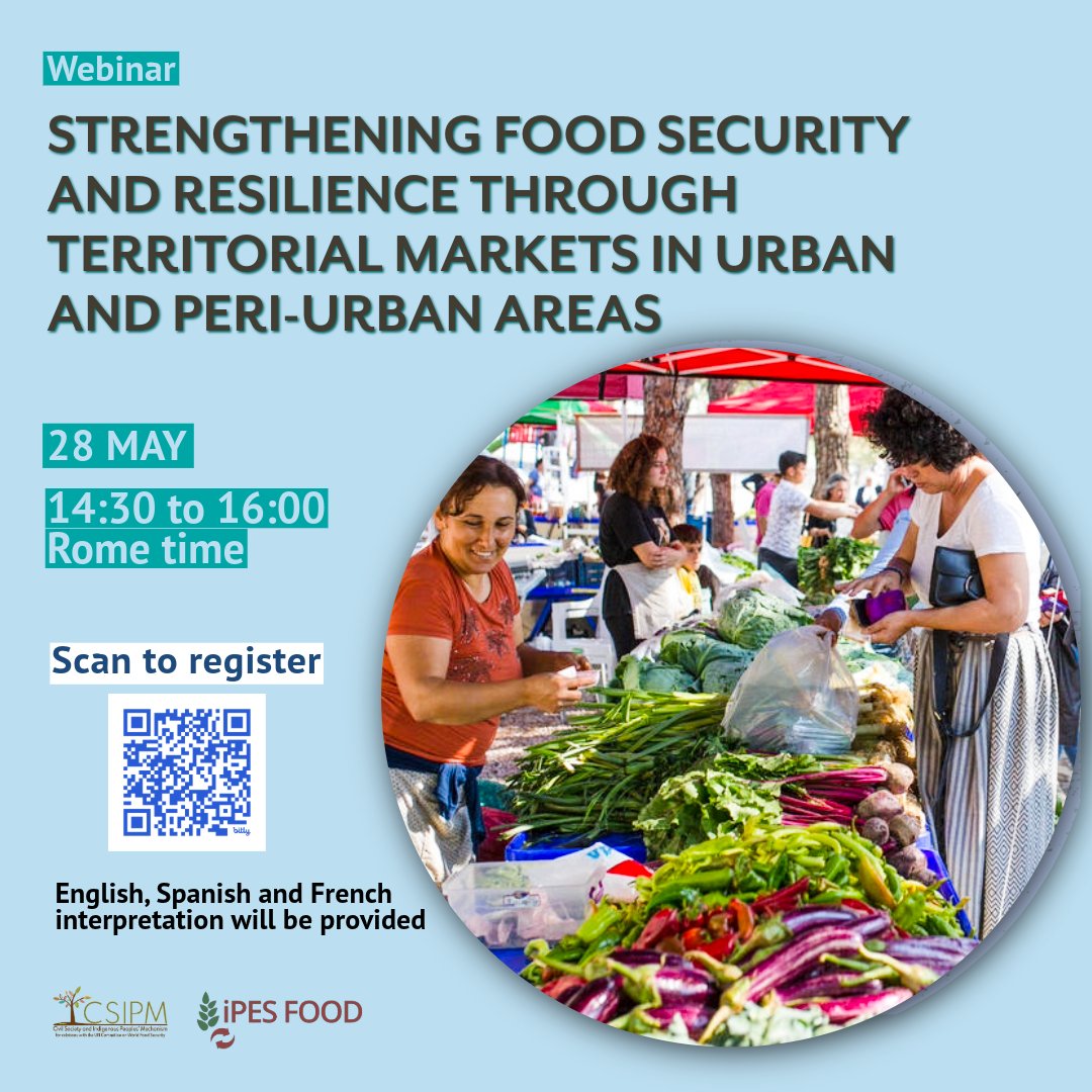 Street vendors &amp; markets, co-ops, canteens = the backbone of urban #foodsystems.

But corporate supply chains still dominate #food policy.

📢TOMORROW! Join our webinar with <a href="/CSM4CFS/">CSIPM</a> on achieving food access for all with close-to-home food markets
🔗ipes-food.org/strengthening-…