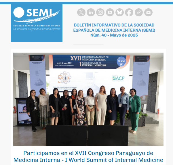 Sociedad Española de Medicina Interna (SEMI) (@sociedad_semi) on Twitter photo 📢 #BoletínSEMI | Disponible ya el Boletín SEMI de noticias de mayo con las novedades y actualidad de
<a href="/Sociedad_SEMI/">Sociedad Española de Medicina Interna (SEMI)</a> 🏥🩺 ¡No te lo pierdas!
🔹Boletín actual: acortar.link/7sbiq3
🔹Todos los boletines en web SEMI: acortar.link/3isIFj
#MedicinaInterna 📢 #BoletínSEMI | Disponible ya el Boletín SEMI de noticias de mayo con las novedades y actualidad de
<a href="/Sociedad_SEMI/">Sociedad Española de Medicina Interna (SEMI)</a> 🏥🩺 ¡No te lo pierdas!
🔹Boletín actual: acortar.link/7sbiq3
🔹Todos los boletines en web SEMI: acortar.link/3isIFj
#MedicinaInterna