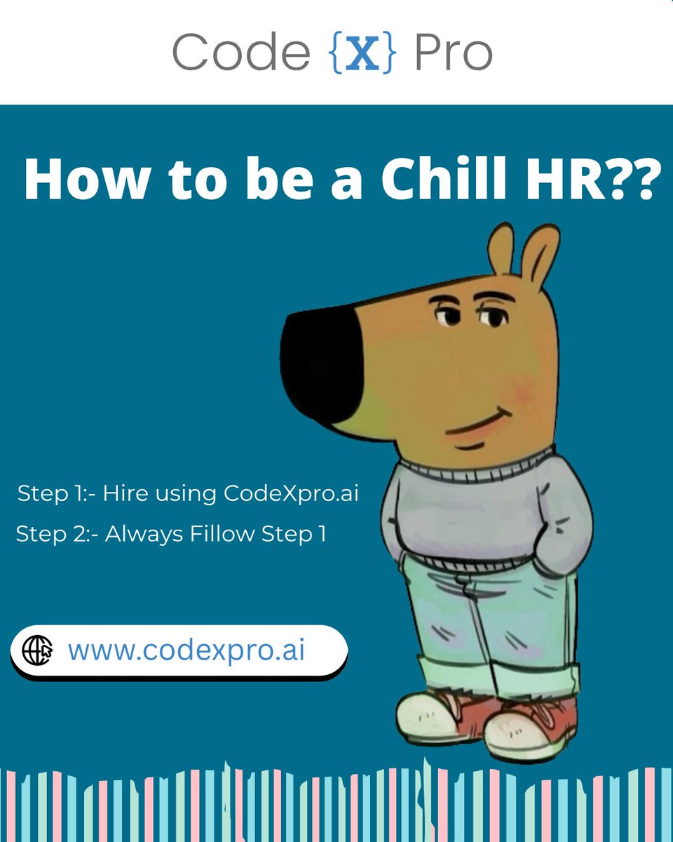 smalldayCodeX's tweet photo. Want to be that "cool HR everyone loves"?
Step 1: Use https://t.co/qZezDOCI8G to hire top tech talent without breaking a sweat.
Step 2: Repeat Step 1 forever 😎💼
Because smart hiring is always in style.

#ChillHR #HireSmarter #CodeXproAI #TechHiringSimplified #SmartHiring https://t.co/fQf2WKUGvJ