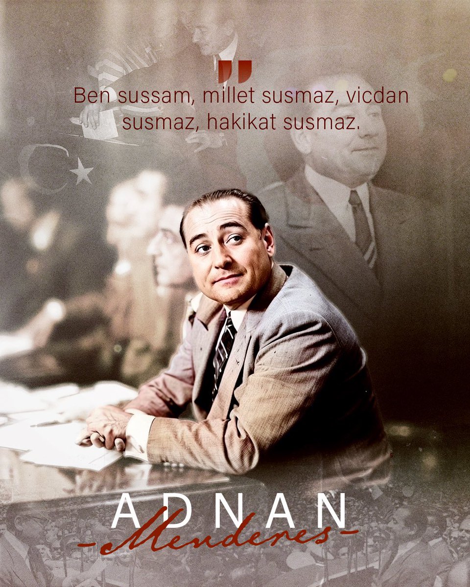 “Ben sussam, millet susmaz, vicdan susmaz, hakikat susmaz.”

Tam 65 yıl önce bugün, milletin iradesi hiçe sayıldı. Ülkemizin en karanlık, en alçakça ve en hukuksuz dönemlerinden biri olarak tarihe kara bir leke olarak geçti.

#27MayısDarbesi'nin yıl dönümünde Milletin adamı