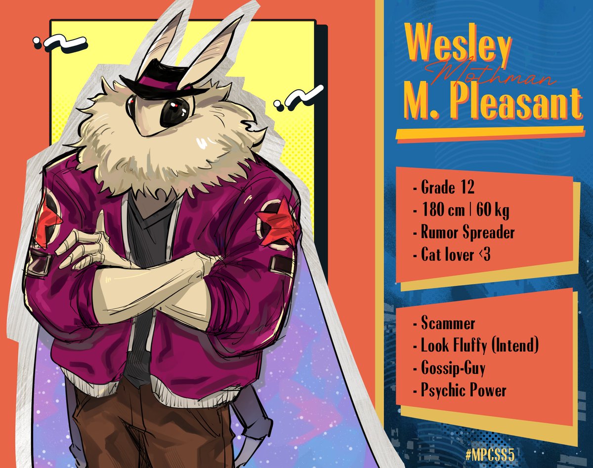 mpc_wesley's tweet image. 🖈 #MPCss5 #mpc_commu
"You can call me, Wes."
" Nice to meet you."
══════════════
⌞Wesley M. Pleasant⌝
G.12 ┆ ??? Years-old
Mothman
Doc: Bio
📰- Social
══════════════
Talk / Co / Role / DM all ok!