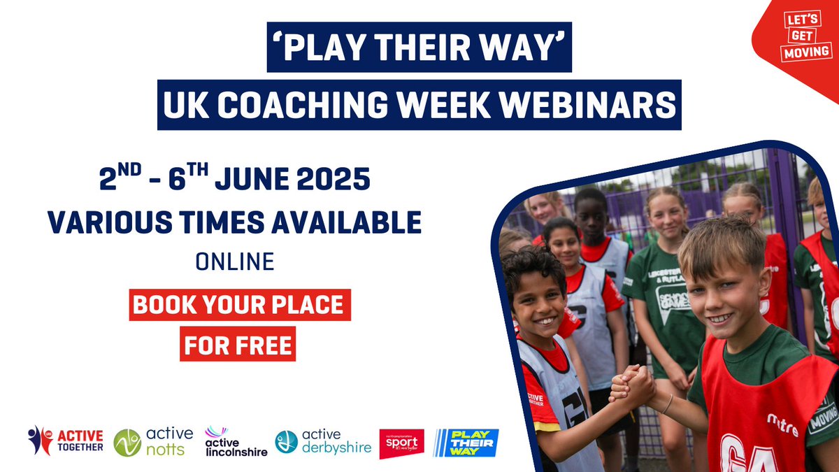 Active Together (Partners) (@activellrorg) on Twitter photo Get ready for <a href="/_UKCoaching/">UK Coaching</a> Week starting 2nd June! Join FREE webinars focused on child-first coaching in grassroots sports. Transform how we work alongside young people and empower their right to play, develop & be heard🎙️💭
Visit: ow.ly/EOzR50VZ1v4
#LetsGetMovingLLR Get ready for <a href="/_UKCoaching/">UK Coaching</a> Week starting 2nd June! Join FREE webinars focused on child-first coaching in grassroots sports. Transform how we work alongside young people and empower their right to play, develop & be heard🎙️💭
Visit: ow.ly/EOzR50VZ1v4
#LetsGetMovingLLR