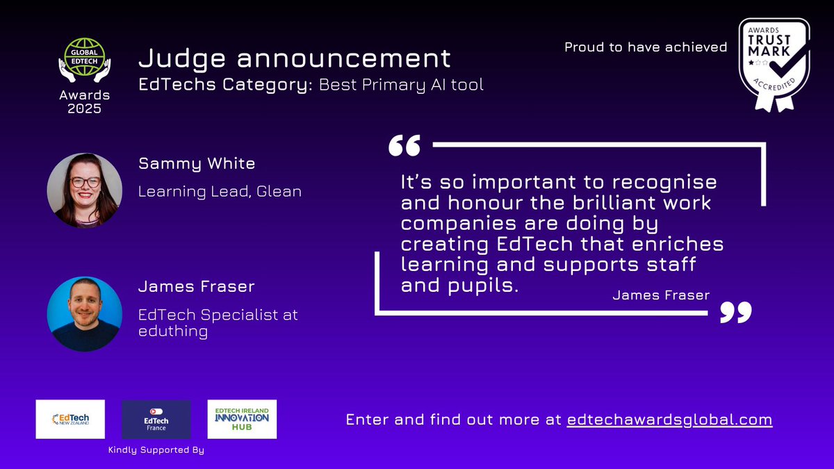 James Fraser (@eatsleepictrpt) on Twitter photo The deadline is fast approaching for you to get your nominations in for the <a href="/global_edtech/">Global EdTech 🙌🌏</a> Awards 2025! 🏆🏆🏆
Excited to be judging Best Primary AI tool.
Nominate here: edtechawardsglobal.com
#GETAs25 The deadline is fast approaching for you to get your nominations in for the <a href="/global_edtech/">Global EdTech 🙌🌏</a> Awards 2025! 🏆🏆🏆
Excited to be judging Best Primary AI tool.
Nominate here: edtechawardsglobal.com
#GETAs25