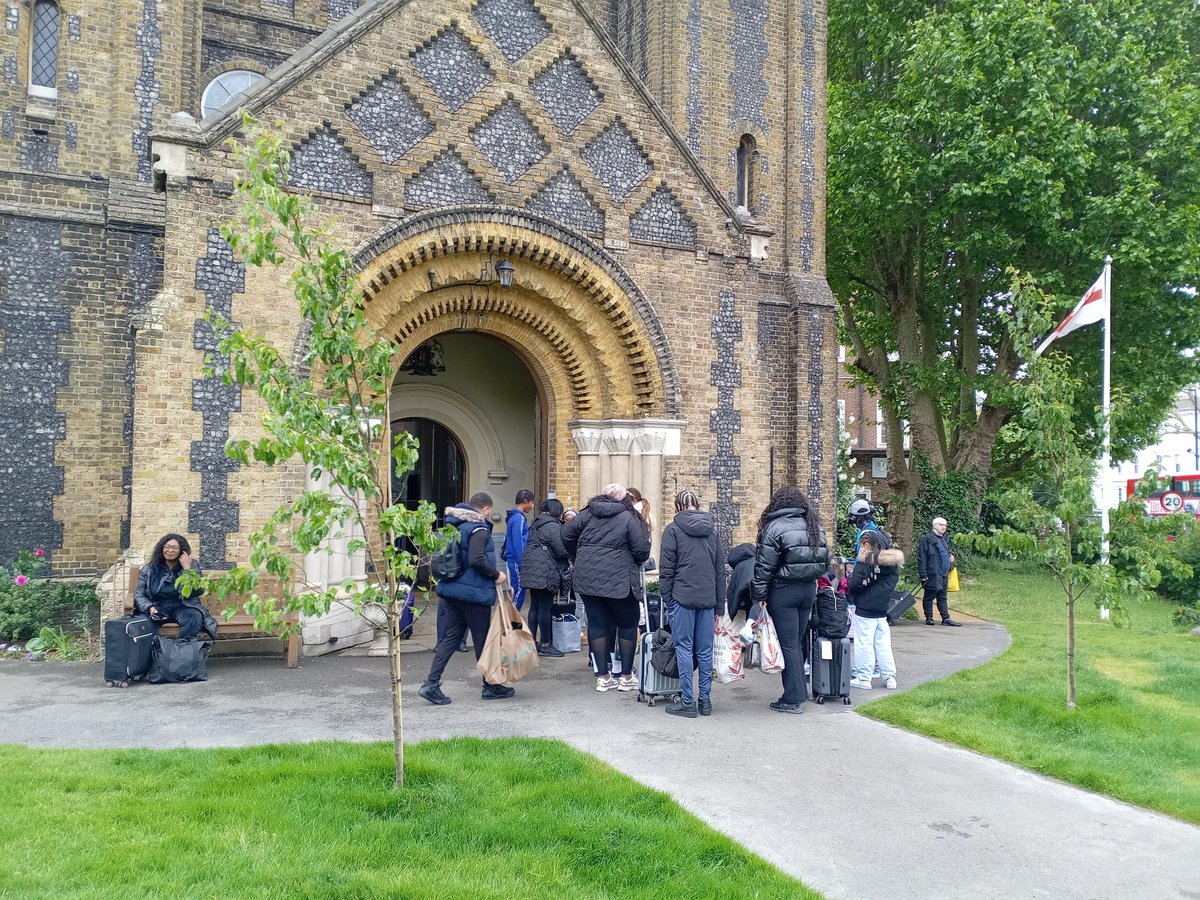 and we're off...awaiting the coach for our annual families' residential trip to Brighton!