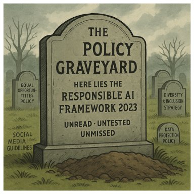 leading_ai's tweet photo. 🪦New blog: The policy graveyard
Why so many policies end up unread, unused, and unloved — and how to write one for AI that people will actually follow.
The final document is just the receipt. The real value? The conversation that created it.
👉 https://t.co/8WG2SD4M1m
#AI #GenAI #PublicSector #PolicyDesign #DigitalEthics