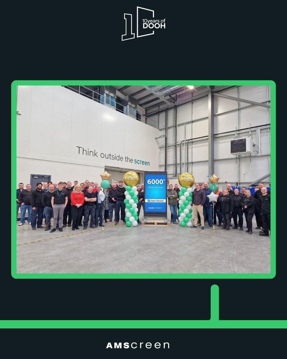 Behind every milestone is a team of passionate people driving it forward.

Take a look back at a decade of manufacturing milestones and see how our team has grown alongside our screen network.

Find out more. amscreen.com/news/amscreen-…

#10yearsofdooh #dooh #milestones
