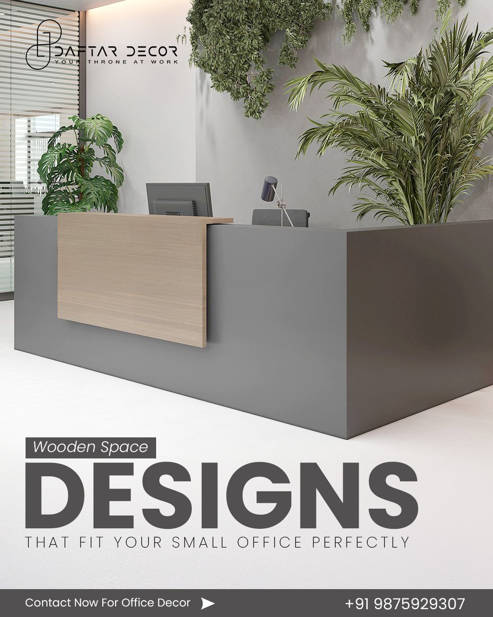 DaftarDecor's tweet image. If your office is small, that’s totally fine! This wooden reception area is made to look nice, feel welcoming, and use the space in a smart way. It’s a great mix of comfort and design. 🖥️🏢

#officedesign #officeinteriordesign #smalloffice #OfficeVibes