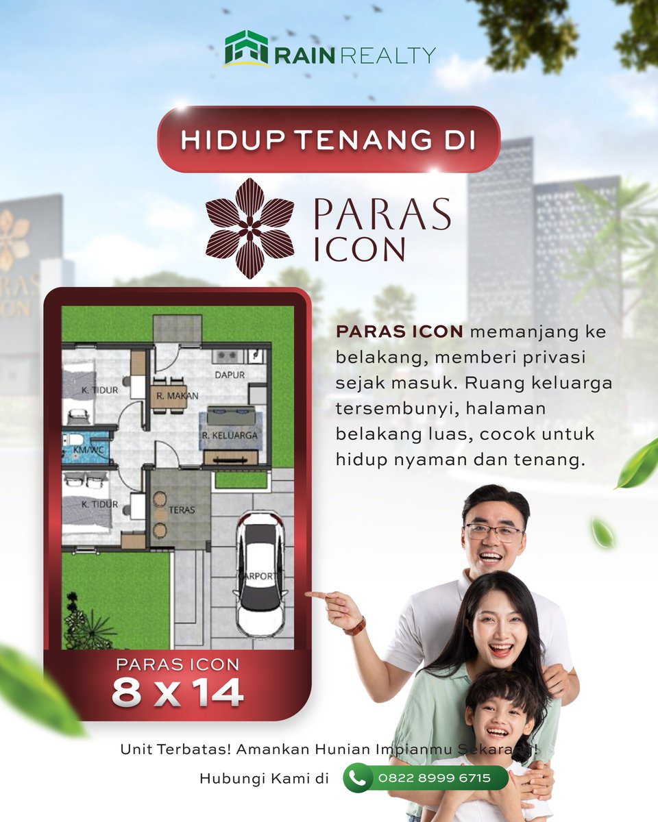rainrealty_id's tweet photo. Keluarga nyaman di PARAS Icon

Hunian nyaman dengan denah ideal, cocok untuk keluargamu yang mengutamakan ketenangan.

Hubungi kami untuk informasi lebih lanjut
📞 0822 8999 6715 | 0822 8999 2615 | https://t.co/CN6zRRTBba https://t.co/vJSnXgNdzf