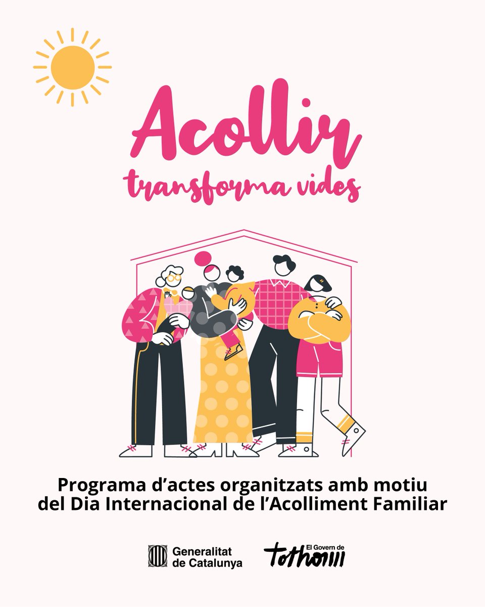 El 31 de maig se celebra el Dia Internacional de l'#AcollimentFamiliar 👨‍👨‍👦

🗓️ Vols saber quines activitats s'han organitzat per commemorar aquesta data?

👉 Consulta el programa aquí: gen.cat/4my2tQE

#AcollirTransformaVides