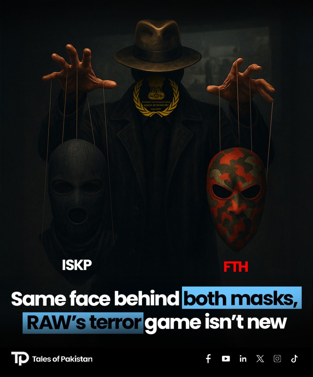 🎭 ISKP ya FTH — naam alag hain, lekin haath ek hi hai: RAW.
Mastung ka drama ek aur script hai usi purane director ki.
Naqab utar chuka hai. Ab awaam ko dhoka nahi hoga.

#RAWExposed #MastungAttack #FitnaTulHindustan #ISKPDrama #HybridWar #InfoWarIndia