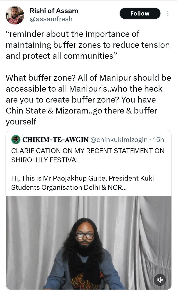 Buffer zones exist in #Manipur due to a deep ethnic divide between the hills and the valley, caused by violent conflict—not because someone says so.

Like it or not, these zones are now a harsh reality; crossing them can mean risking your life, especially with the clear tensions.
