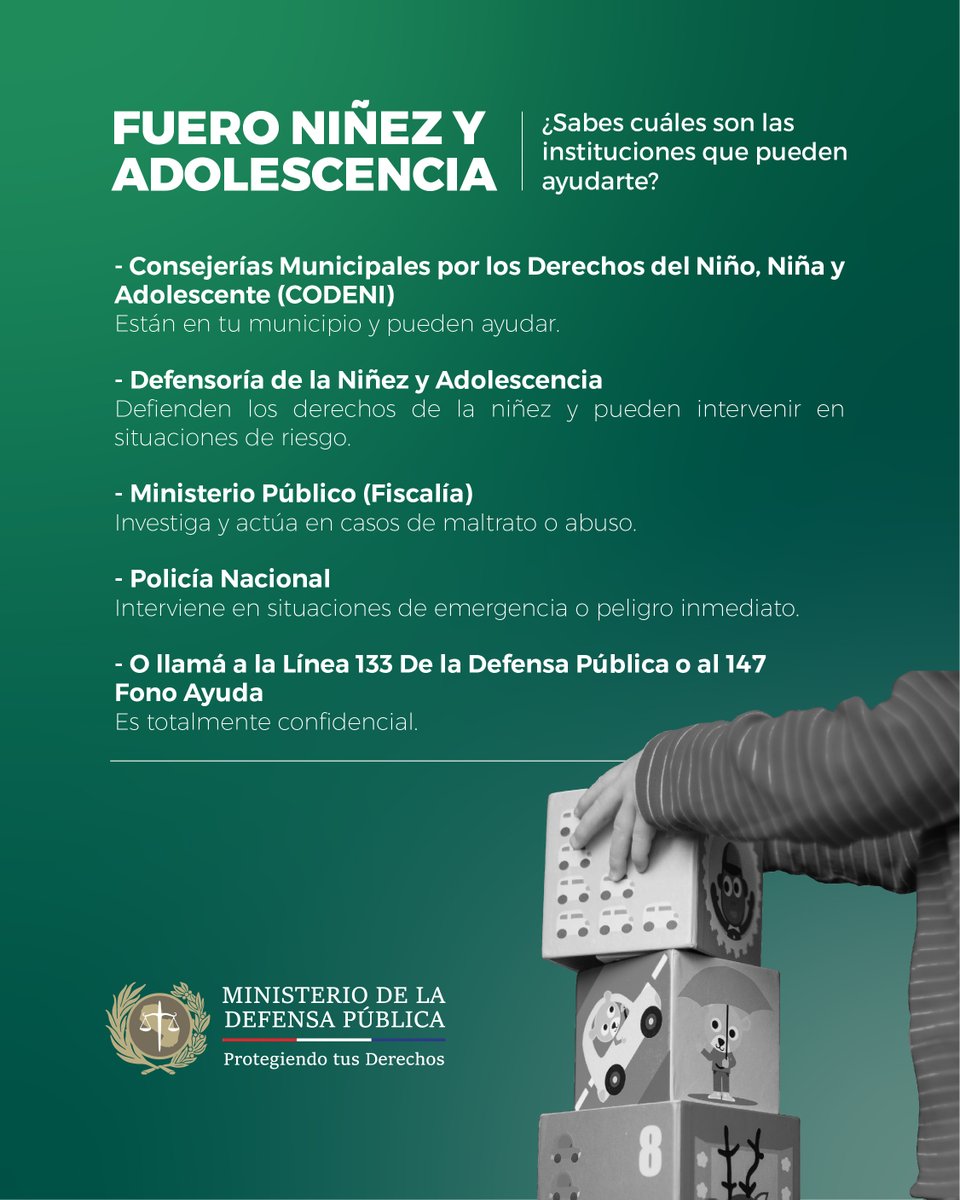 MDP_py's tweet image. En la #DefensaPública, trabajamos para que vos y todos los niños y adolescentes puedan vivir sin miedo y con dignidad. Estamos aquí para ayudarte y proteger tus derechos.

#TuVozEsTuPoder
#DíaContraElAbusoYLaExplotaciónSexualEnNiños
#DefensaPública