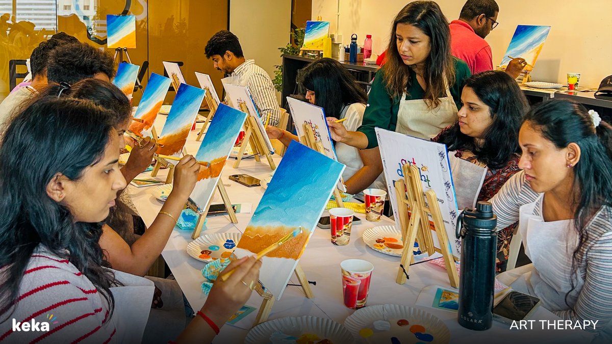 What do you get when you mix paints, petals, and people? A little weekday magic.🎨

Recently, Keka HR's Hyderabad and Bangalore offices turned into a mini art studio, and for some hours, we traded KPIs for colour palettes. Brush &amp; Breeze — a session that brought together our