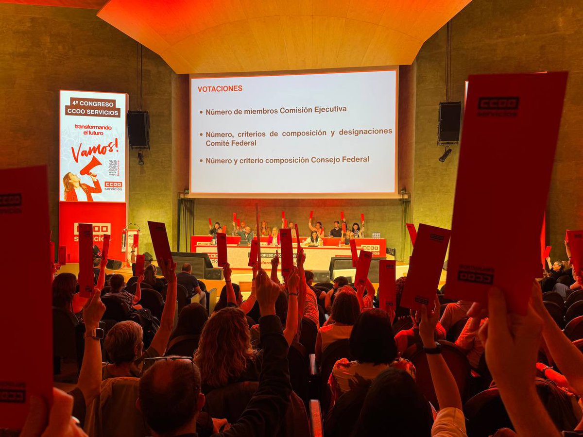 Se somete a votación: el nº de miembros de la Comisión Ejecutiva, el nº, criterios de composición y designaciones en su caso del Comité federal y el nº de integrantes y criterios de composición del Consejo federal.

#TransformandoElFuturo
#IVCongresoCCOOServicios