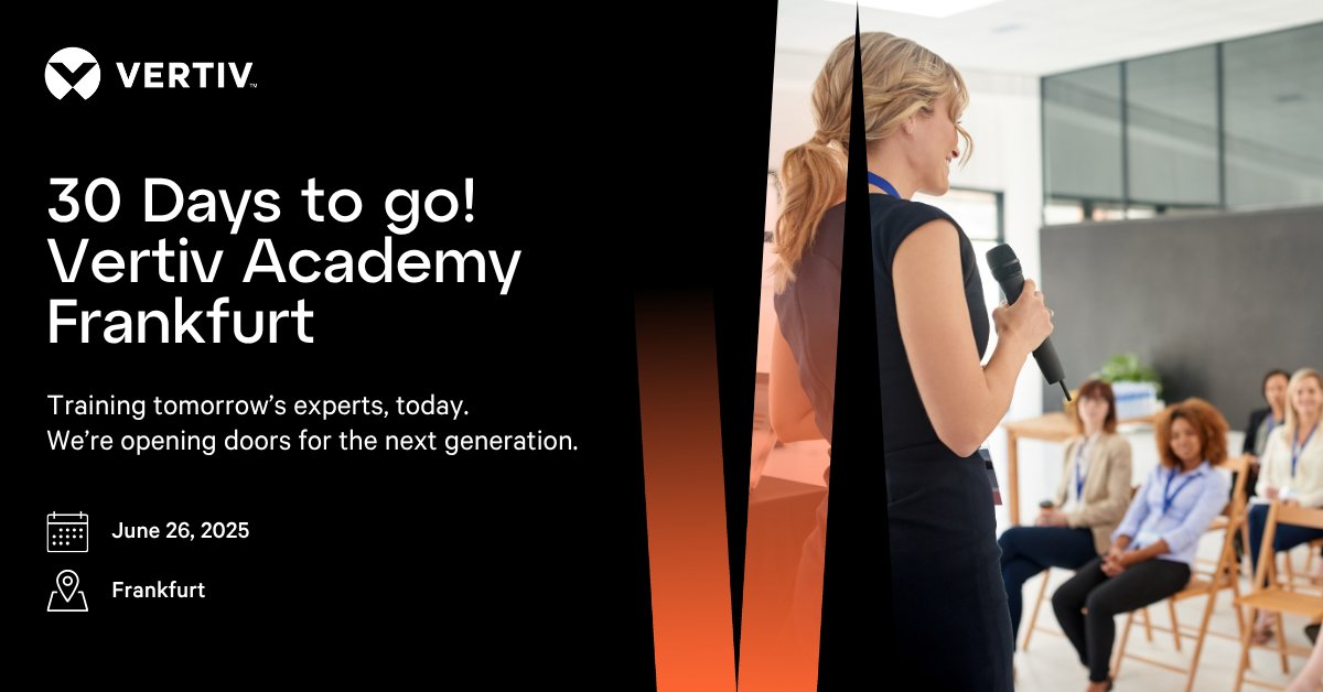 VertivEMEA's tweet photo. 🚨 In just 30 days, we’ll open the Vertiv Academy Frankfurt! Get ready for continuous learning and skill development in data centre care. Let’s raise the bar together!
#VertivAcademy #FrankfurtOpening #ServiceExcellence #DataCentreTraining https://t.co/iqxhacwbzt