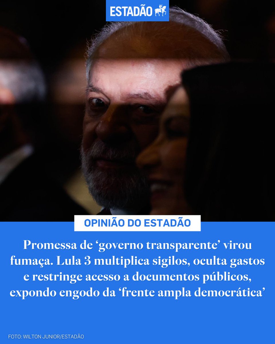 Estadão 🗞️ (@estadao) on Twitter photo EDITORIAL: Quem deve teme – Lula prometeu restaurar a verdade, abrir arquivos, democratizar a informação. Entregou o oposto. Prometer luz e entregar sombras é mais que contradição ou hipocrisia, é estelionato eleitoral (via <a href="/opiniao_estadao/">Opinião Estadão</a>) > bit.ly/3Hai6O5 EDITORIAL: Quem deve teme – Lula prometeu restaurar a verdade, abrir arquivos, democratizar a informação. Entregou o oposto. Prometer luz e entregar sombras é mais que contradição ou hipocrisia, é estelionato eleitoral (via <a href="/opiniao_estadao/">Opinião Estadão</a>) > bit.ly/3Hai6O5