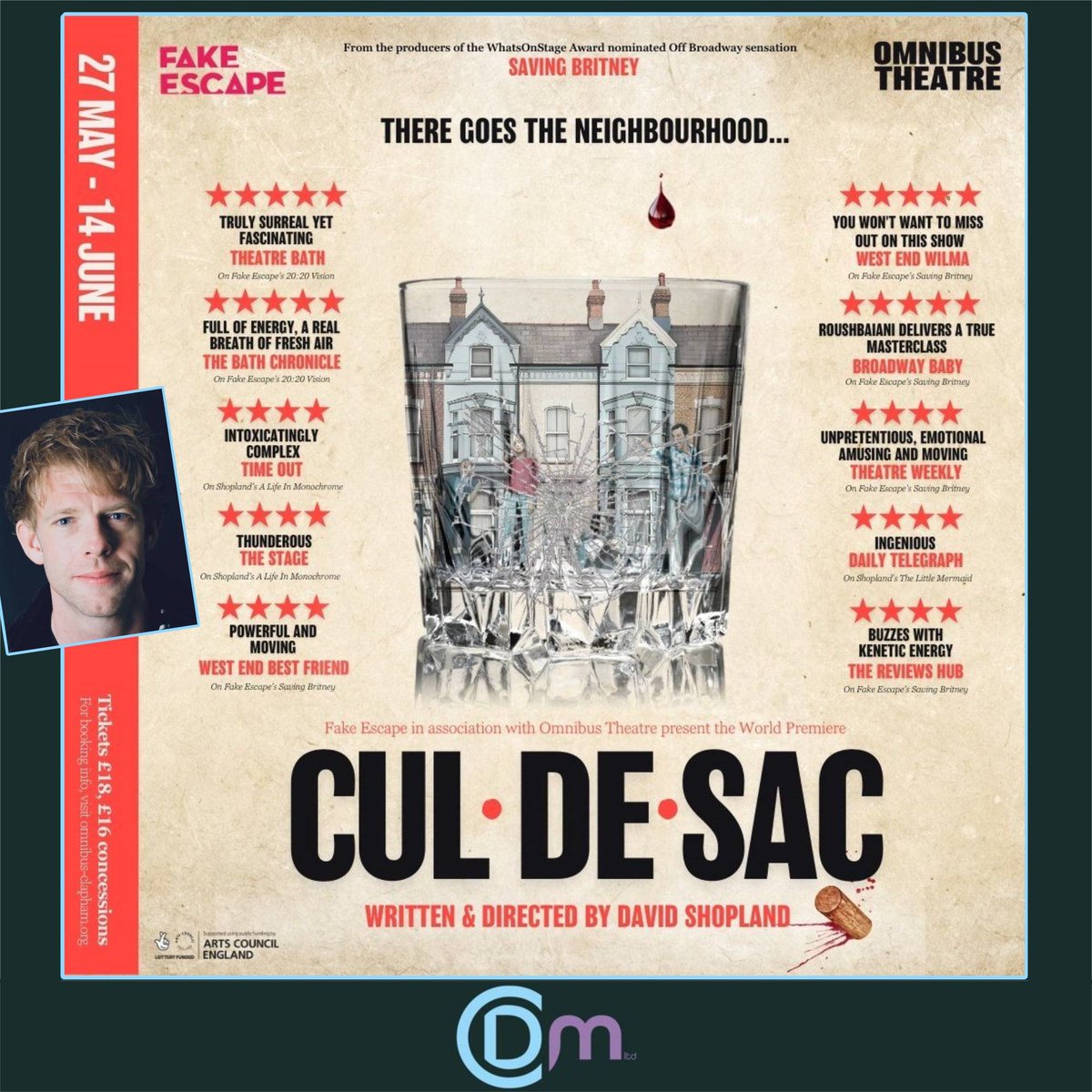 CDM (@cdmltdagency) on Twitter photo Break a leg to client CALLUM PATRICK HUGHES (<a href="/callumphughes/">Callum Patrick Hughes</a>) who opens today as Simon in world premiere of Cul-de-Sac by David Shopland at the Omnibus Theatre, Clapham. The play produced by Fake Escape runs until 14 June. <a href="/FakeEscapeTC/">Fake Escape</a> <a href="/OmnibusTheatre/">Omnibus Theatre</a> Break a leg to client CALLUM PATRICK HUGHES (<a href="/callumphughes/">Callum Patrick Hughes</a>) who opens today as Simon in world premiere of Cul-de-Sac by David Shopland at the Omnibus Theatre, Clapham. The play produced by Fake Escape runs until 14 June. <a href="/FakeEscapeTC/">Fake Escape</a> <a href="/OmnibusTheatre/">Omnibus Theatre</a>
