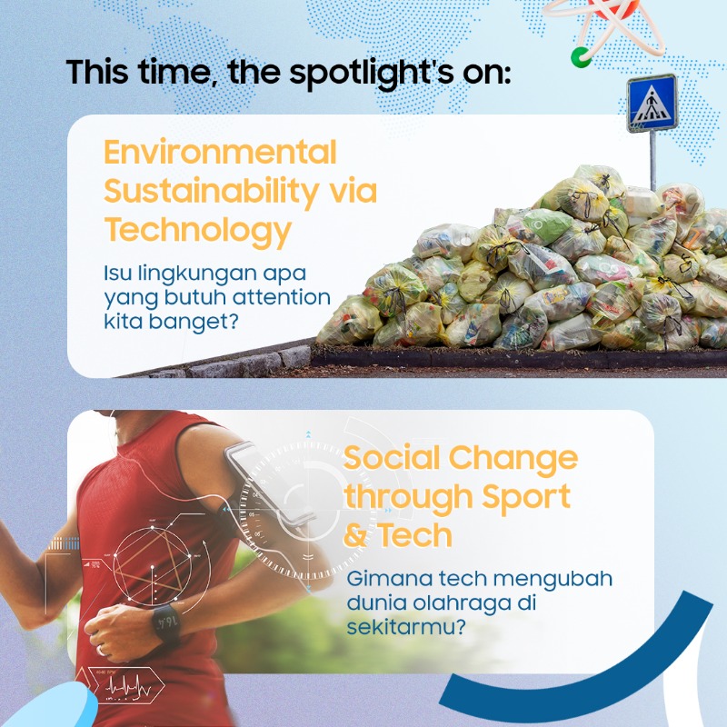 samsungID's tweet photo. Stop scrolling, start creating!
Cuma 5 detik buat nyuarain isu penting di sekitar kamu lewat #5SecondImpact Challenge. Temanya Sport & Technology/Environment ya!
Yuk, ikutan dengan cek detailnya di bawahππ»
#5sChallenge #SFT_Indonesia_2025 #togetherfortomorrow #SolveForTomorrow