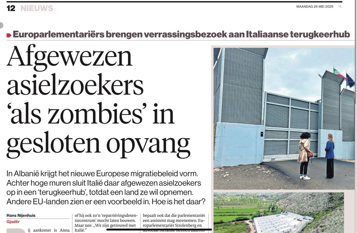 Anna Strolenberg van Volt bracht een onverwacht bezoek aan ons eigenste Guantanamo Bay: de terugkeerhub van 🇮🇹 in 🇦🇱. Ze zag er asielzoekers die met kalmeerpillen worden rustig gehouden. "What shocked me was that many of the people there had no idea what month or day it was."