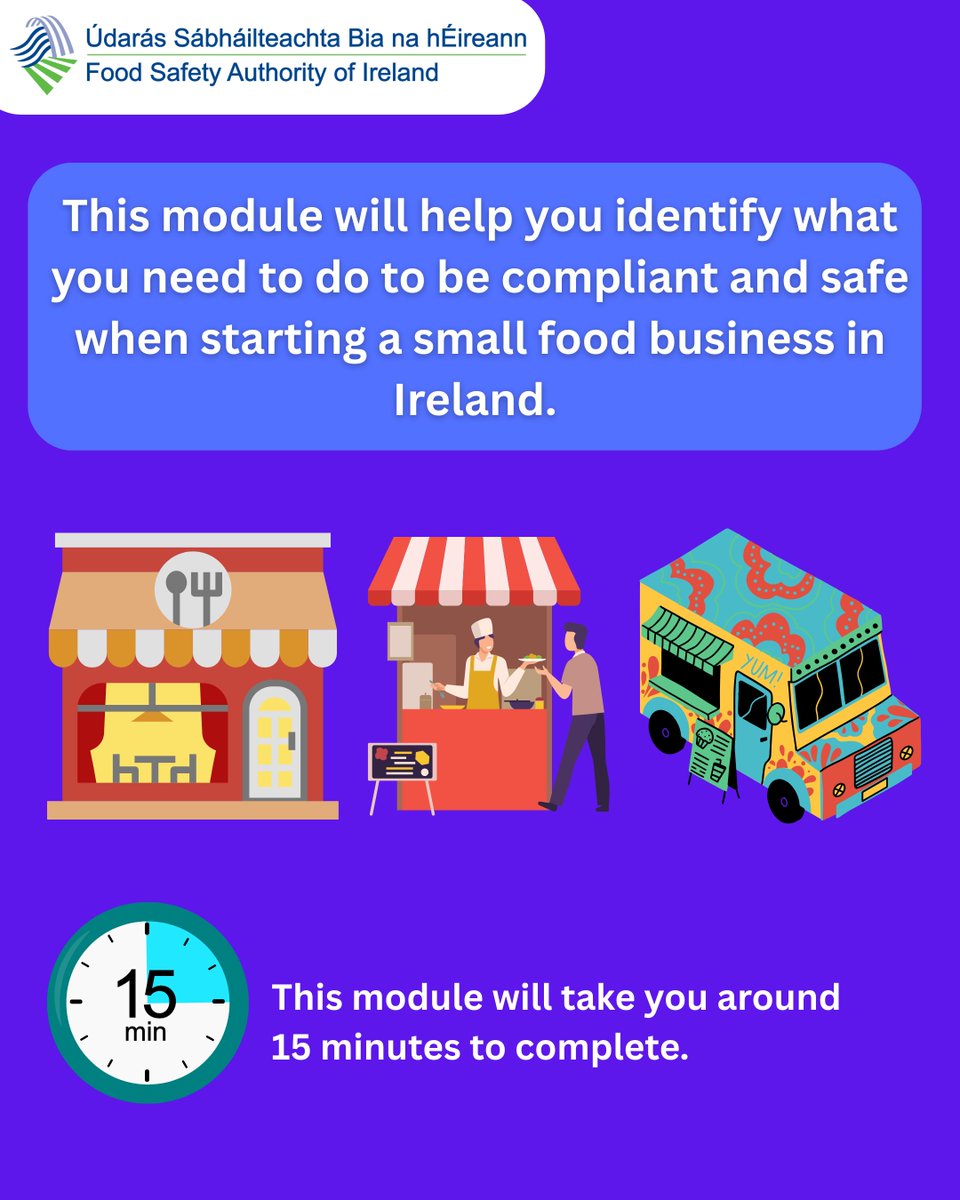 Thinking of starting a food business but not sure where to begin? 💡 Our new Starting a Food Business module on the FSAI Learning Portal has you covered. 

👉 Sign up now: learningportal.fsai.ie

#FSAI #FoodBusiness #FoodSafety #StartingAFoodBusiness #Training