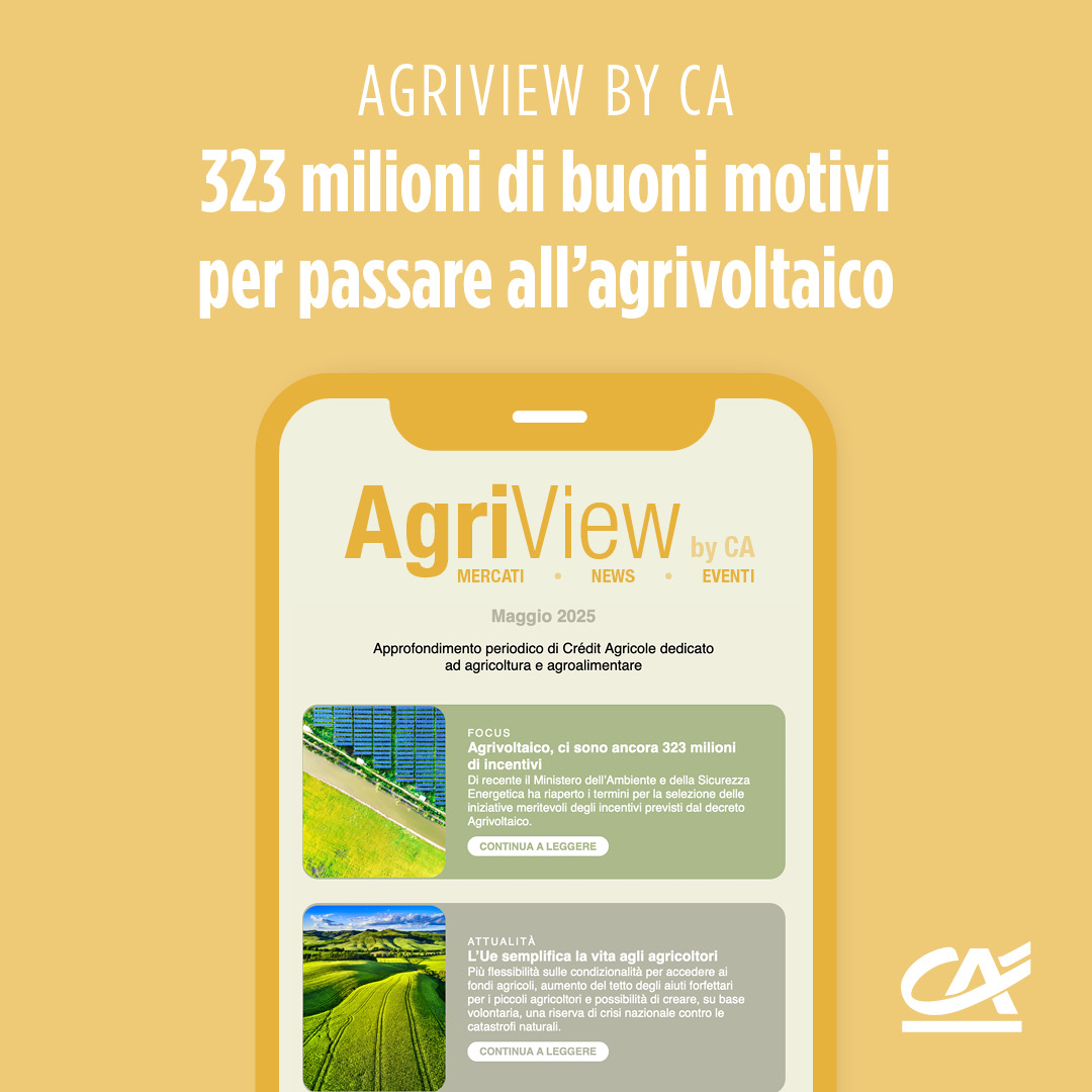 Crédit Agricole Italia (@ca_ita) on Twitter photo Hai mai pensato all’Agrivoltaico? Ti raccontiamo vantaggi e criteri per accedere ai finanziamenti. Con il PNRR disponibili ancora 323 milioni di euro: scopri come accedere agli incentivi nella newsletter Agriview By CA in collaborazione con <a href="/TerraVitaMag/">Terra e Vita</a>: credit-agricole.it/news-magazine/… Hai mai pensato all’Agrivoltaico? Ti raccontiamo vantaggi e criteri per accedere ai finanziamenti. Con il PNRR disponibili ancora 323 milioni di euro: scopri come accedere agli incentivi nella newsletter Agriview By CA in collaborazione con <a href="/TerraVitaMag/">Terra e Vita</a>: credit-agricole.it/news-magazine/…