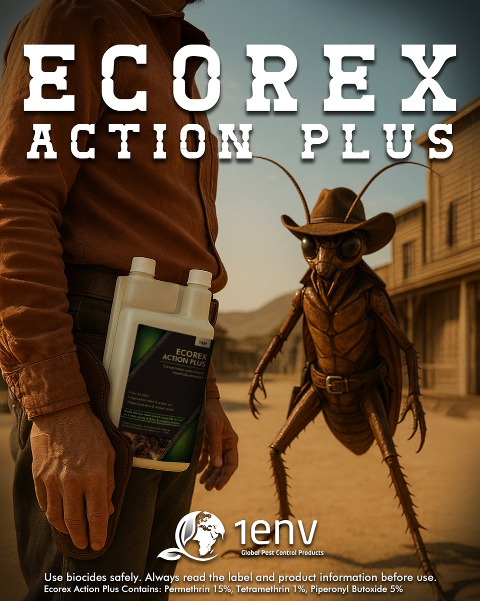 🌵 This town ain’t big enough for the two of us…

🤠 Become the sheriff and equip Ecorex to your holster. Click here to find out more – 1env.com/ecorex-action-…

#1env | #PestControl | #PestManagement | #Cockroaches | #InsectControl