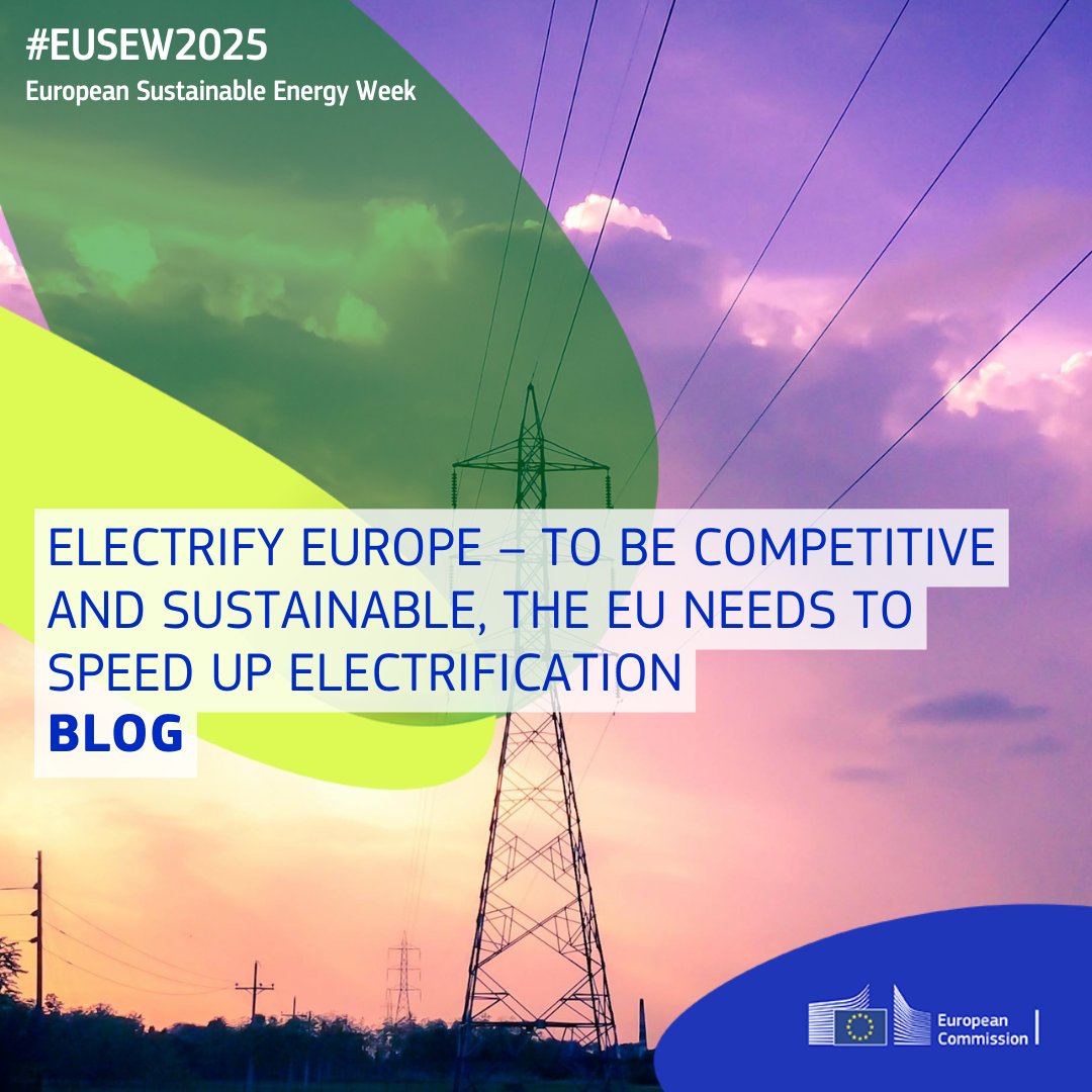 Electrification is key to tackling Europe’s competitiveness crisis, driving decarbonisation, and securing a strong industrial future under the Clean Industrial Deal ⚡️

Read more in the latest blog from #EUSEW2025 partner <a href="/Orgalim_EU/">Orgalim</a> 🔎 europa.eu/!hdphNN