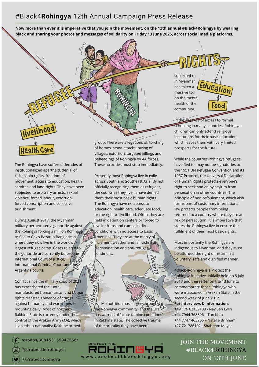 ProtectRohingya's tweet image. Friends please be sure to join the movement for the 12th annual #Black4Rohingya !