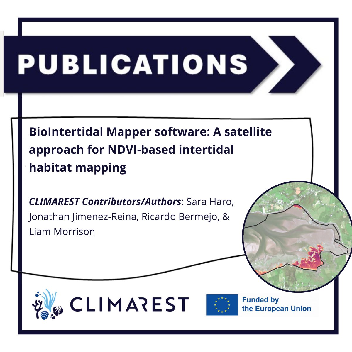 #Publication campaign number 2⃣

🗺️BioIntertidal Mapper software: A satellite approach for NDVI-based intertidal habitat mapping, climarest.eu/news/biointert…

🛰️Introducing the software, which generates intertidal habitat maps utilizing Sentinel-2 imagery and NDVI

#MissionOcean