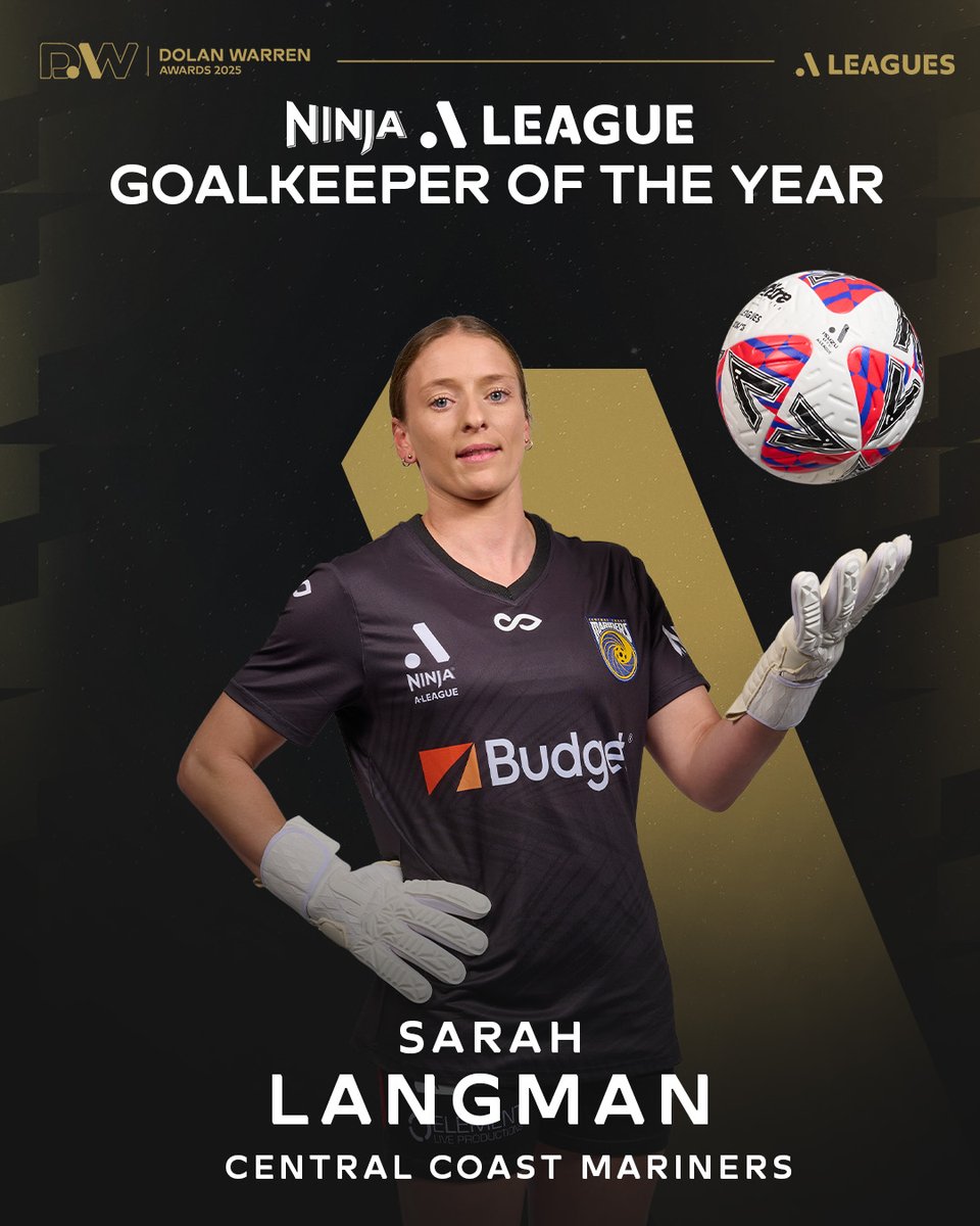 Ninja A-League (@aleaguewomen) on Twitter photo Your 2024/25 Ninja A-League Goalkeeper of the Year: <a href="/CCMariners/">Central Coast Mariners</a> Sarah Langman ๐งค๐
๐ฅ
113 saves. Seven clean sheets. A Ninja A-League Championship. A dream season for the 29-year-old!
Congratulations, Sarah ๐
Watch the Dolan Warren Awards NOW ๐บ tinyurl.com/4ydyaxf4 Your 2024/25 Ninja A-League Goalkeeper of the Year: <a href="/CCMariners/">Central Coast Mariners</a> Sarah Langman ๐งค๐
๐ฅ
113 saves. Seven clean sheets. A Ninja A-League Championship. A dream season for the 29-year-old!
Congratulations, Sarah ๐
Watch the Dolan Warren Awards NOW ๐บ tinyurl.com/4ydyaxf4