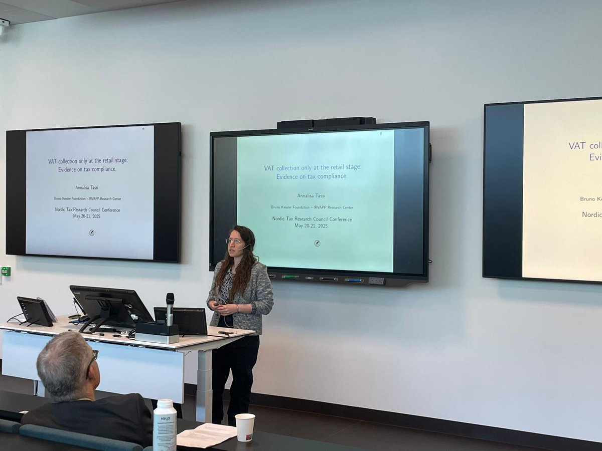 FBK-IRVAPP (@fbkirvapp) on Twitter photo Annalisa Tassi was invited to present her paper, “VAT collection only at the retail stage: Evidence on #tax #compliance,” at the two-day seminar organised by the Nordic Tax Research Council and hosted by the <a href="/NHHnor/">NHH Norwegian School of Economics</a> in Bergen.
<a href="/FBK_research/">Fondazione Bruno Kessler - FBK</a> Annalisa Tassi was invited to present her paper, “VAT collection only at the retail stage: Evidence on #tax #compliance,” at the two-day seminar organised by the Nordic Tax Research Council and hosted by the <a href="/NHHnor/">NHH Norwegian School of Economics</a> in Bergen.
<a href="/FBK_research/">Fondazione Bruno Kessler - FBK</a>