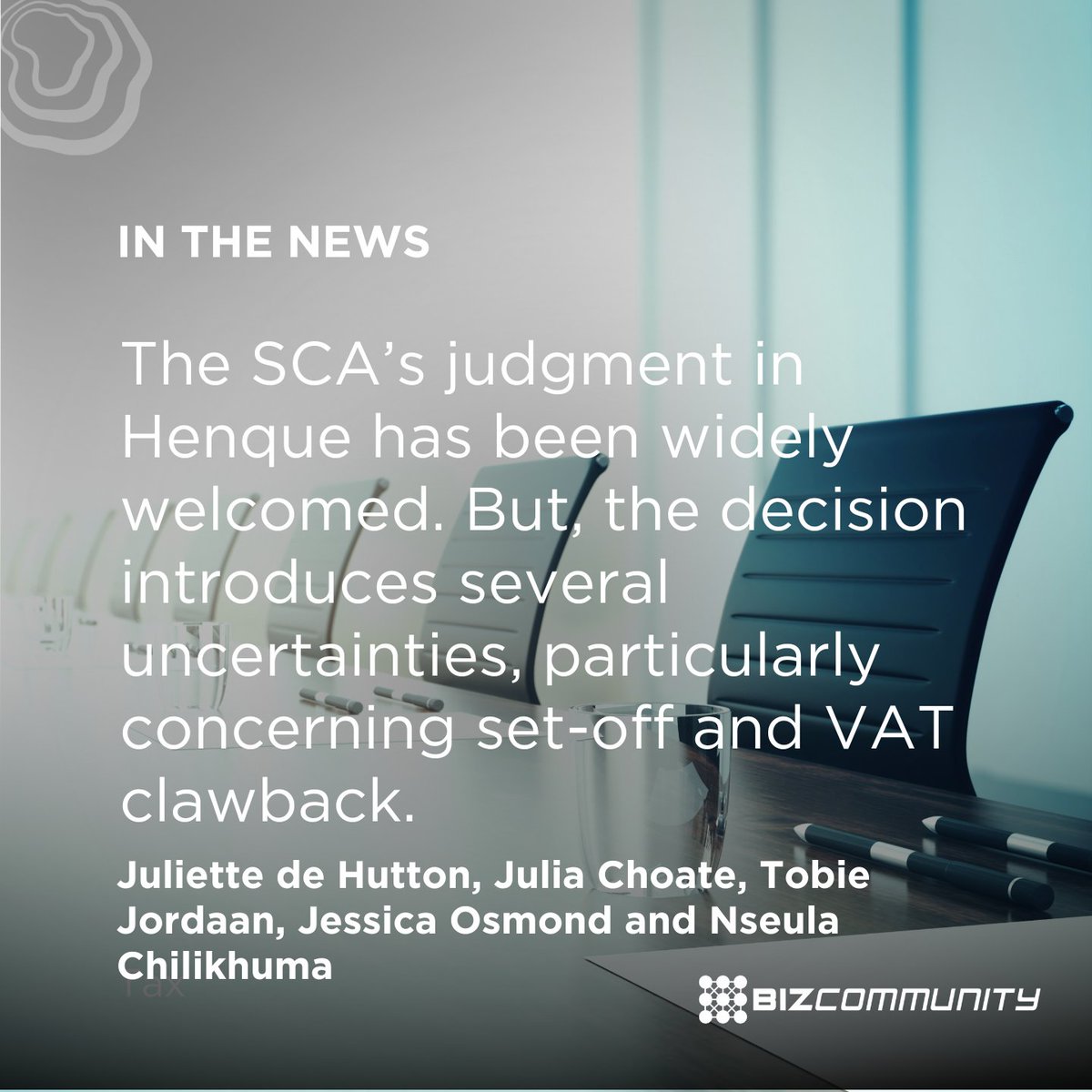 Bowmans_Law's tweet image. IN THE NEWS 🇿🇦| While the SCA's Henque judgment confirms when a #TaxLiability arises, its broader impact isn't clear. The ruling on #SetOff may have unintended consequences, and the ruling doesn't resolve key uncertainties. More detail in @Bizcommunity: bizcommunity.com/article/certai…