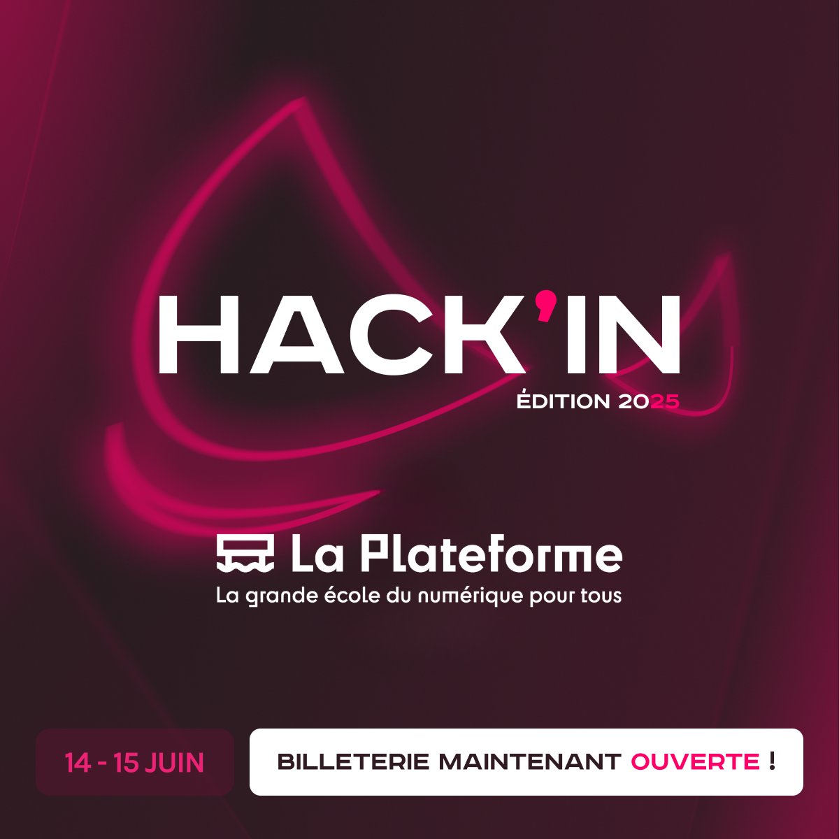🔐 La Plateforme devient partenaire de #HackIn2025 !
14-15 juin à Aix-en-Provence
Conférences d'experts
🏆 CTF nocturne avec 2000€ à gagner
Épreuves variées : AD / OSINT / Web / Web3 / Lockpicking / Forensic…
hubs.la/Q03p3Tdw0
<a href="/_hackiin/">Hack'In</a>

#CTF #Aix #Cybersécurité #Cyber