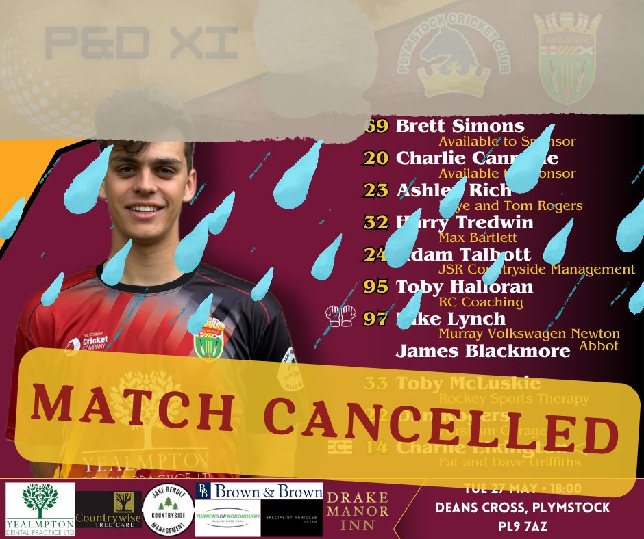 Buckland Monachorum CC (@buckland_cc) on Twitter photo MATCH CANCELLED - Tonight's cup tie has been cancelled due to the weather.
We are rescheduled to play on Thursday, 29/05 at 18:00.
<a href="/swsportsnews/">South West Sports News</a> <a href="/PLsportsnews/">PlymouthSportsNews</a> MATCH CANCELLED - Tonight's cup tie has been cancelled due to the weather.
We are rescheduled to play on Thursday, 29/05 at 18:00.
<a href="/swsportsnews/">South West Sports News</a> <a href="/PLsportsnews/">PlymouthSportsNews</a>