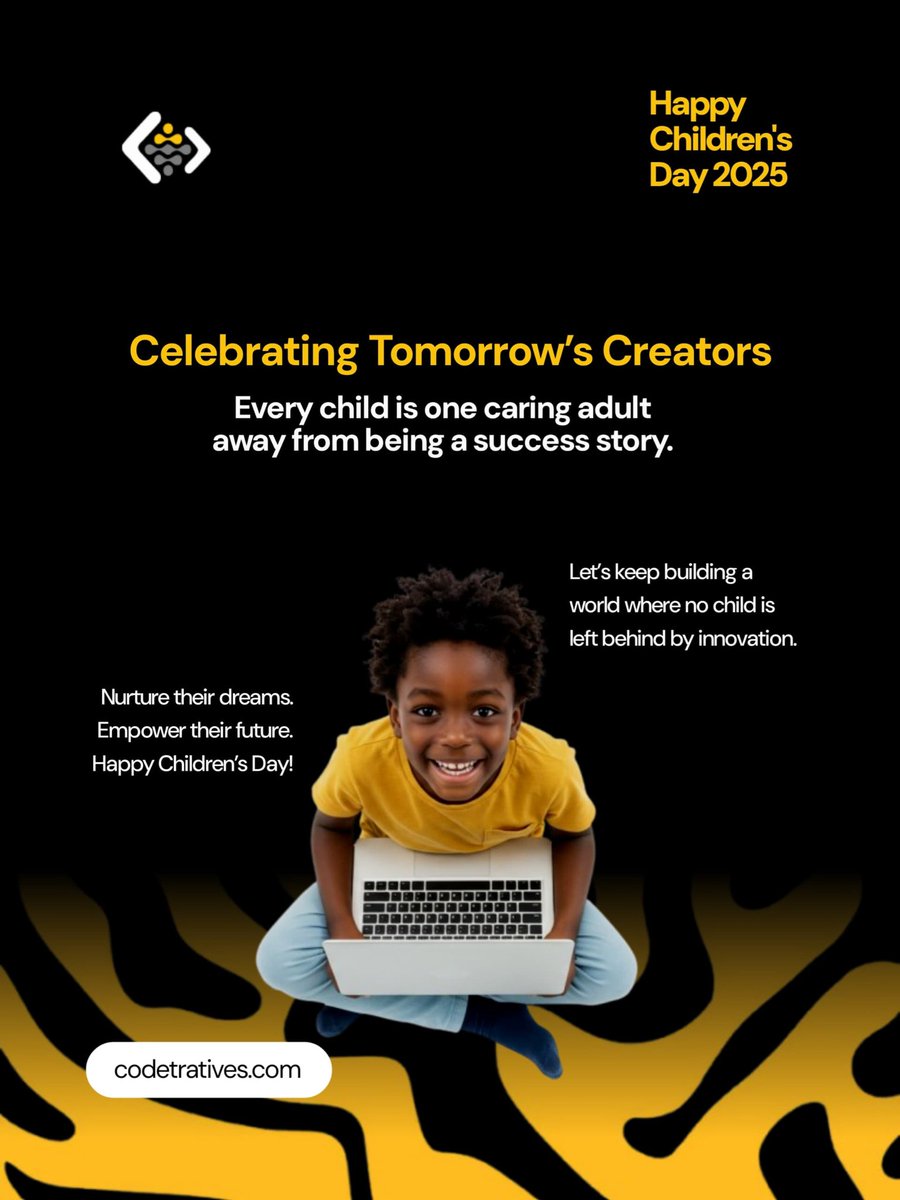 codetratives's tweet image. Happy Children’s Day!

Today, we celebrate the dreamers, the doodlers, the curious question-askers and the future innovators of tomorrow.

#happychildrensday #futureinnovators #techforkids #codetrativescares #AMAs #inspiringyoungminds