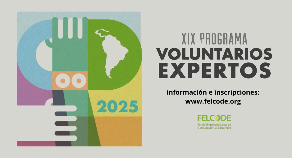 Fondo Extremeño (@felcode) on Twitter photo 📢 ¡Últimos días para postularte al programa Voluntarios Expertos de <a href="/FELCODE/">Fondo Extremeño</a>!
🧳 13 plazas
🌎 5 países (🇸🇻🇪🇨🇧🇴🇵🇾🇺🇾)
⏰ Hasta el 2 de junio
🔗 Toda la info y bases en felcode.org
#VoluntariosExpertos #FELCODE #CooperaciónInternacional #VoluntariadoTécnico 📢 ¡Últimos días para postularte al programa Voluntarios Expertos de <a href="/FELCODE/">Fondo Extremeño</a>!
🧳 13 plazas
🌎 5 países (🇸🇻🇪🇨🇧🇴🇵🇾🇺🇾)
⏰ Hasta el 2 de junio
🔗 Toda la info y bases en felcode.org
#VoluntariosExpertos #FELCODE #CooperaciónInternacional #VoluntariadoTécnico