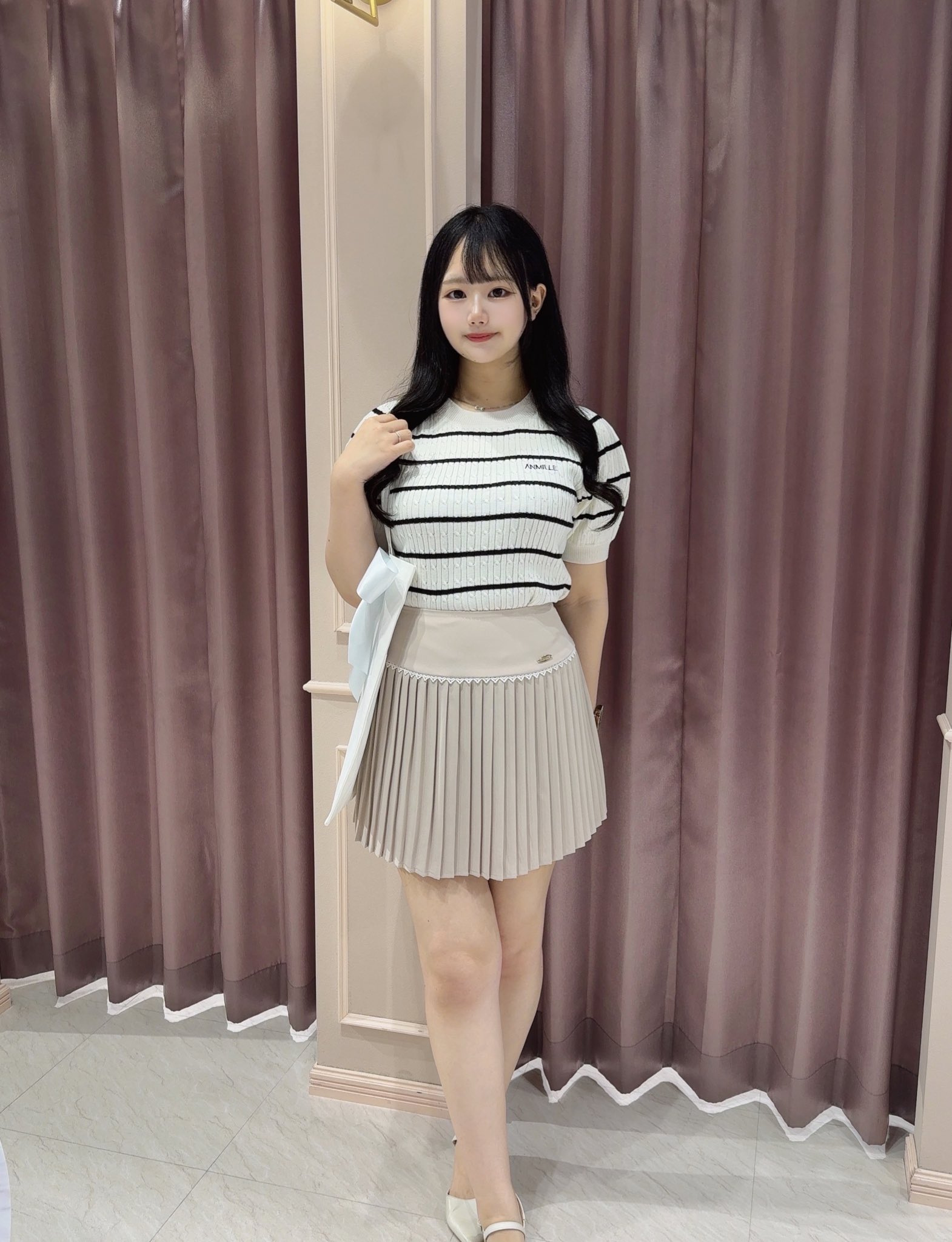 AnMILLE ピコレース襟フレアOP anmille ピコレース襟フレアOP ピコレース襟フレアワンピース｜evelyn