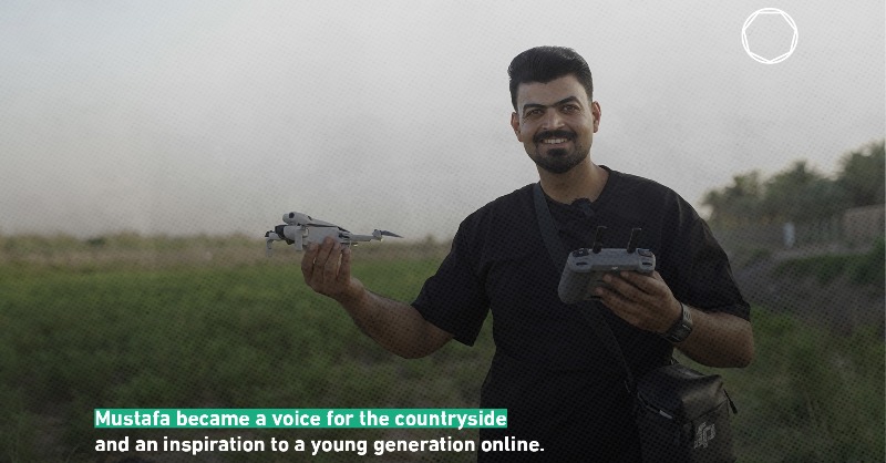 coalition's tweet photo. Meet Mustafa, a TikToker from Diyala, Iraq. Having fled Daesh, he captured his journey of displacement through his phone camera. Today, he captures life's triumphs. #TogetherforIraq