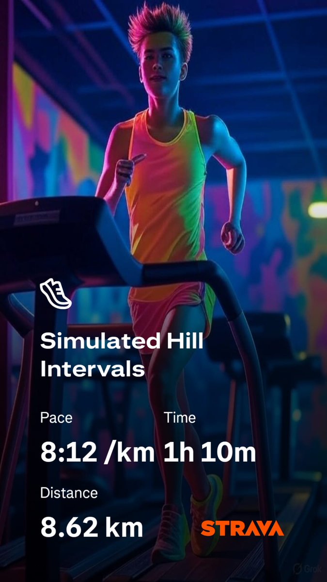 PierDeRog's tweet photo. Hill work on the treadmill this morning—steep incline, hard effort. No mountain required to train your climb. Build the legs, build the mindset. #HillTraining #InclineRun #Training #Treadmill #Running #WatchForward https://t.co/RglbkwRu1m