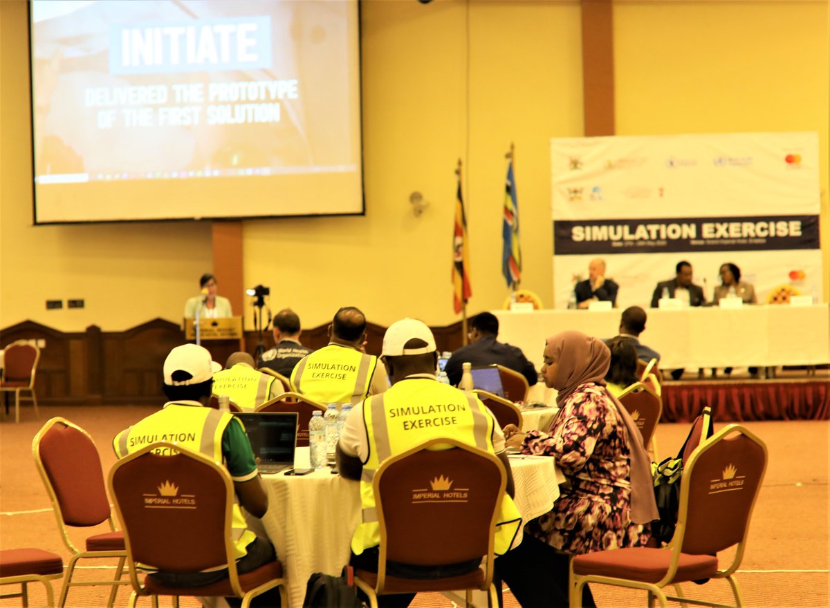WHOUganda's tweet photo. As part of the #INITIATE project, @WHO is collaborating with @MinofHealthUG, @WFP, @AfricaCDC, @IDIMakerere, and other partners, with support from @MastercardFdn, to conduct a regional simulation exercise focused on the Infectious Disease Treatment Module (#IDTM) — an innovative, rapidly deployable unit for managing highly infectious diseases. More than 50 emergency response actors from 14 countries are participating in the simulation to strengthen regional preparedness and response capacity for high-threat pathogens such as #Ebola and #Marburg. This training paves the way for more coordinated and collaborative responses across Africa @WFP_Uganda @WHOAFRO