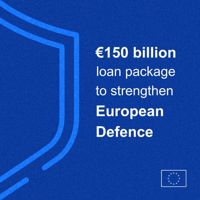 EU_Commission's tweet photo. Europe steps up and takes greater responsibility for its defence.

The @EUCouncil agreed on a defence loan package via our Security for Action for Europe.

SAFE will support EU countries' defence with up to €150 billion, enabling them to spend better, together, and European ↓