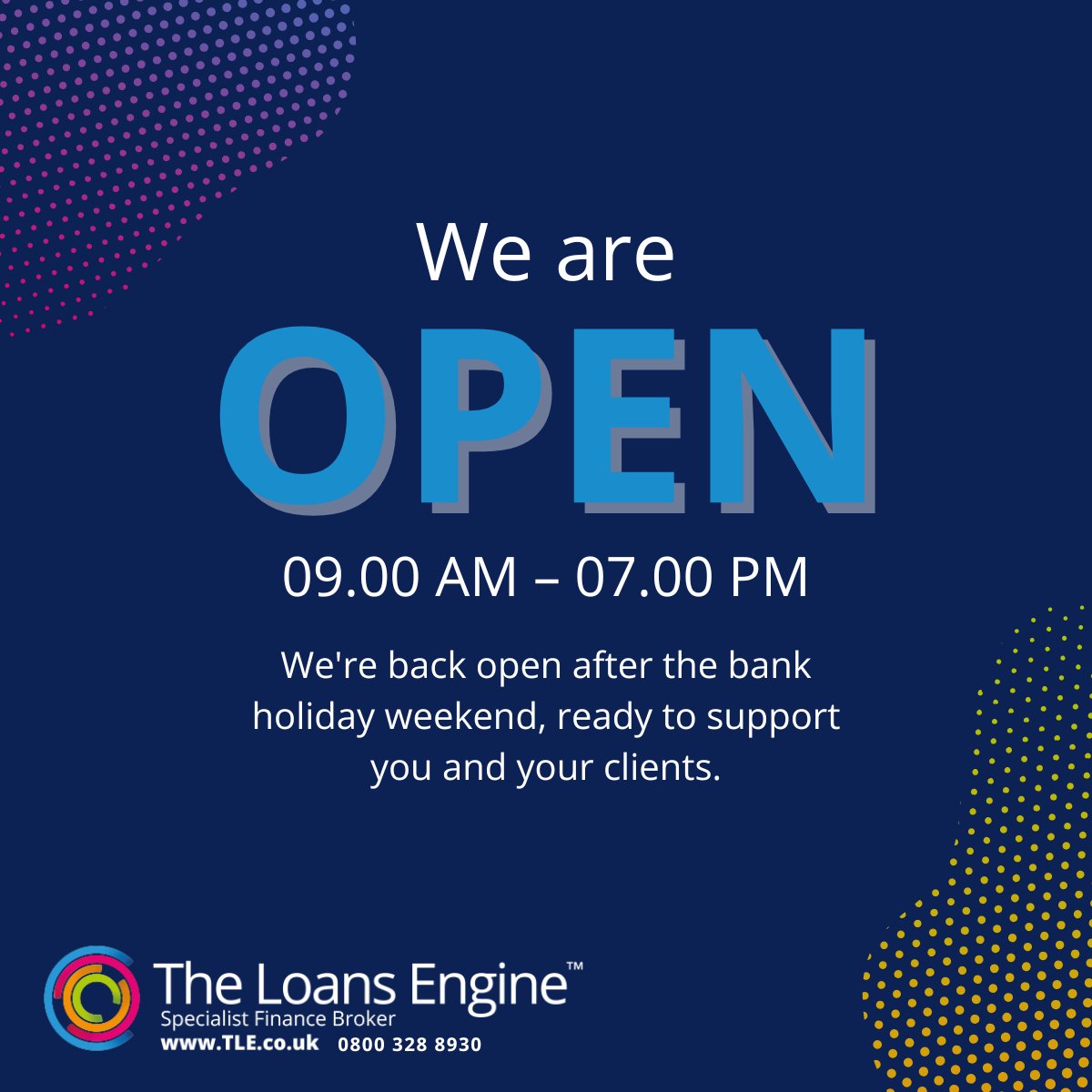 🌟 We're back open after the bank holiday weekend.

Our team is recharged and ready to support you and your clients. Whether you have questions, need advice, or just want to explore new opportunities, our experts are here to help.

📞 0800 328 8930
 💻 tle.co.uk