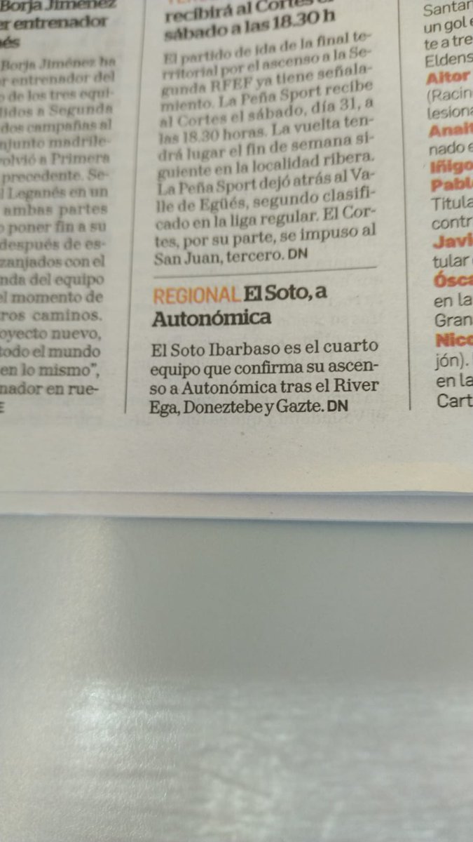 Entiendo que deis por favorito al equipo de Pamplona, e incluso entiendo que prefiráis que suban ellos antes que Larrate. Pero ningunearnos de esta manera no, por eso no paso 
<a href="/DiariodeNavarra/">Diario de Navarra</a>