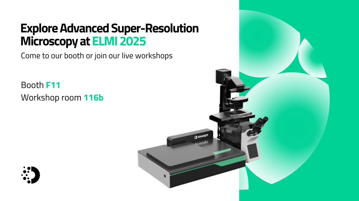 Abbelight (@abbelight) on Twitter photo Come join us at #ELMI2025
The Abbelight team is heading toย Heidelbergย for one of the most exciting microscopy events of the year โ and we hope to see you there!
๐๐ผ๐ผ๐๐ต ๐๐ญ๐ญ, ๐ช๐ผ๐ฟ๐ธ๐๐ต๐ผ๐ฝ ๐ฟ๐ผ๐ผ๐บ ๐ญ๐ญ๐ฒ๐ฏ
#SMLM #SuperResolution #Bioimaging Come join us at #ELMI2025
The Abbelight team is heading toย Heidelbergย for one of the most exciting microscopy events of the year โ and we hope to see you there!
๐๐ผ๐ผ๐๐ต ๐๐ญ๐ญ, ๐ช๐ผ๐ฟ๐ธ๐๐ต๐ผ๐ฝ ๐ฟ๐ผ๐ผ๐บ ๐ญ๐ญ๐ฒ๐ฏ
#SMLM #SuperResolution #Bioimaging