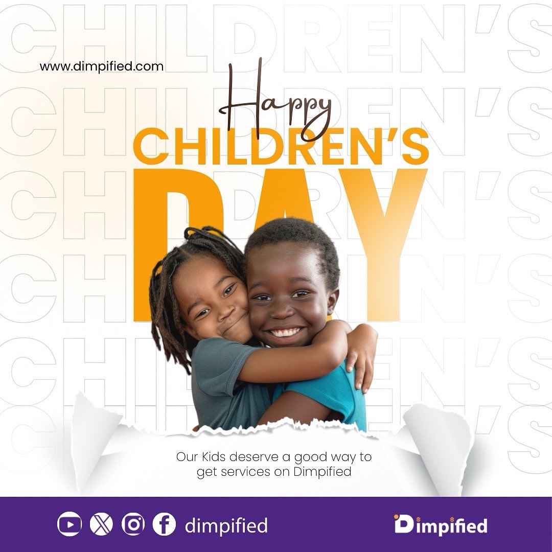 UseDimpified's tweet photo. The world is a better place because children exist.

Their innocence, curiosity and the future ahead of them is purely amazing.
On this Children's Day, we wish every child an amazing growth filled with love, adventures and excellence. HAPPY CHILDREN'S DAY!
#childrendsday https://t.co/YF3S35CSgM
