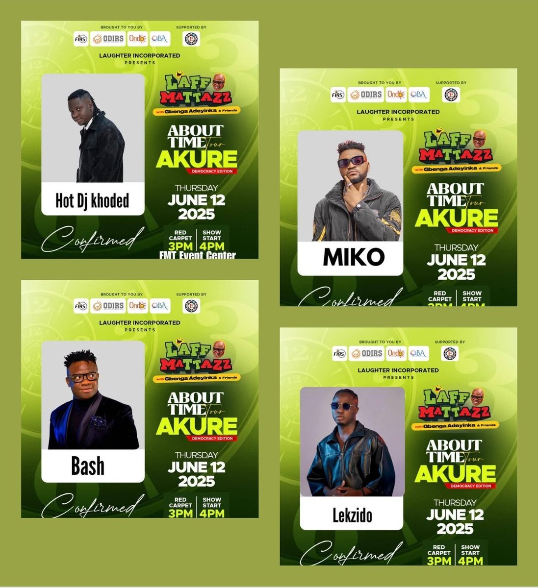 City Of Àkúrẹ́ (Olóyèmẹkun) (@akurecity) on Twitter photo Àkúré! #Laffmattazz with <a href="/gbengaadeyinka/">Gbenga Adeyinka 1st</a> and Friends Returns to Akure on
➡️Thursday June 12 2025
• BASH • HOT DJ KHODED • MITO • LEKZIDO would be LIVE to thrill you with Good performances 🔥
#Venue is FMT EVENTS CENTER ALA QUARTERS Akure
Don't miss it
#RedCarpet: 3PM | Àkúré! #Laffmattazz with <a href="/gbengaadeyinka/">Gbenga Adeyinka 1st</a> and Friends Returns to Akure on
➡️Thursday June 12 2025
• BASH • HOT DJ KHODED • MITO • LEKZIDO would be LIVE to thrill you with Good performances 🔥
#Venue is FMT EVENTS CENTER ALA QUARTERS Akure
Don't miss it
#RedCarpet: 3PM |
