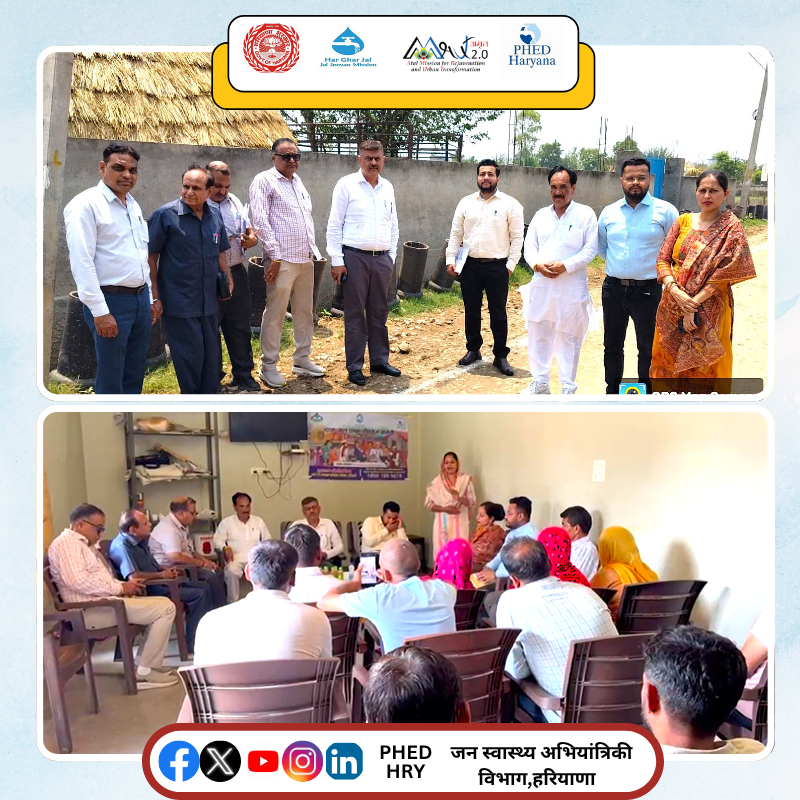 Today, CE (Rural)Sh. Rajiv Batish, visited village Balla, district Karnal, where a meeting was convened with the VWSC. During the meeting, he emphasized the importance of ensuring the effective implementation of water and sewerage services in the village under Mahagram Yojana.
