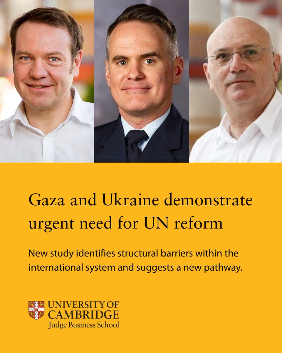 Cambridge Judge (@cambridgejbs) on Twitter photo A new study from #CambridgeJudge urges UN reform in light of crises in #Gaza, #Ukraine & #Africa. It draws on work by the Peaceshaping & Climate Lab at CCSI. Read more: loom.ly/87vXtL4
#UN #Peacekeeping <a href="/stott_n/">Neil Stott</a> <a href="/PaulJTracey/">Paul Tracey</a> @CJBSSocInnov A new study from #CambridgeJudge urges UN reform in light of crises in #Gaza, #Ukraine & #Africa. It draws on work by the Peaceshaping & Climate Lab at CCSI. Read more: loom.ly/87vXtL4
#UN #Peacekeeping <a href="/stott_n/">Neil Stott</a> <a href="/PaulJTracey/">Paul Tracey</a> @CJBSSocInnov